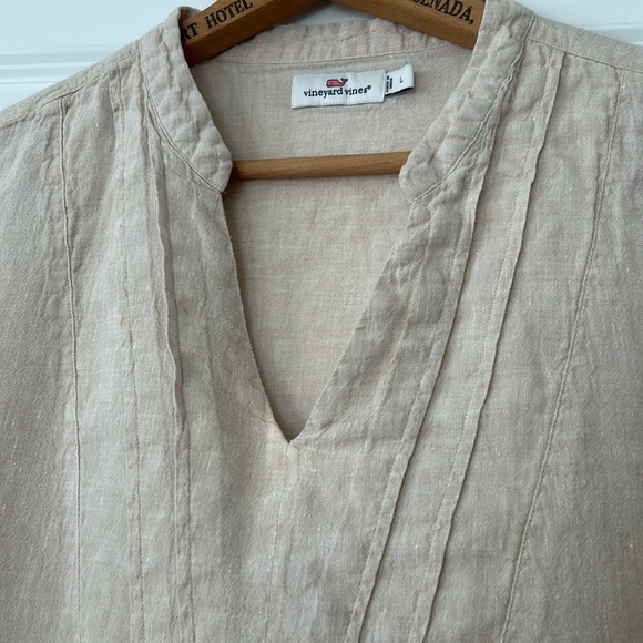Vineyard Vines Oatmeal Linen/Cotton Peasant Blouse Sz Lg + MEASUREMENTS! - Picture 3 of 10